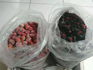 Buah strawberry, blackberry frozen untuk juice